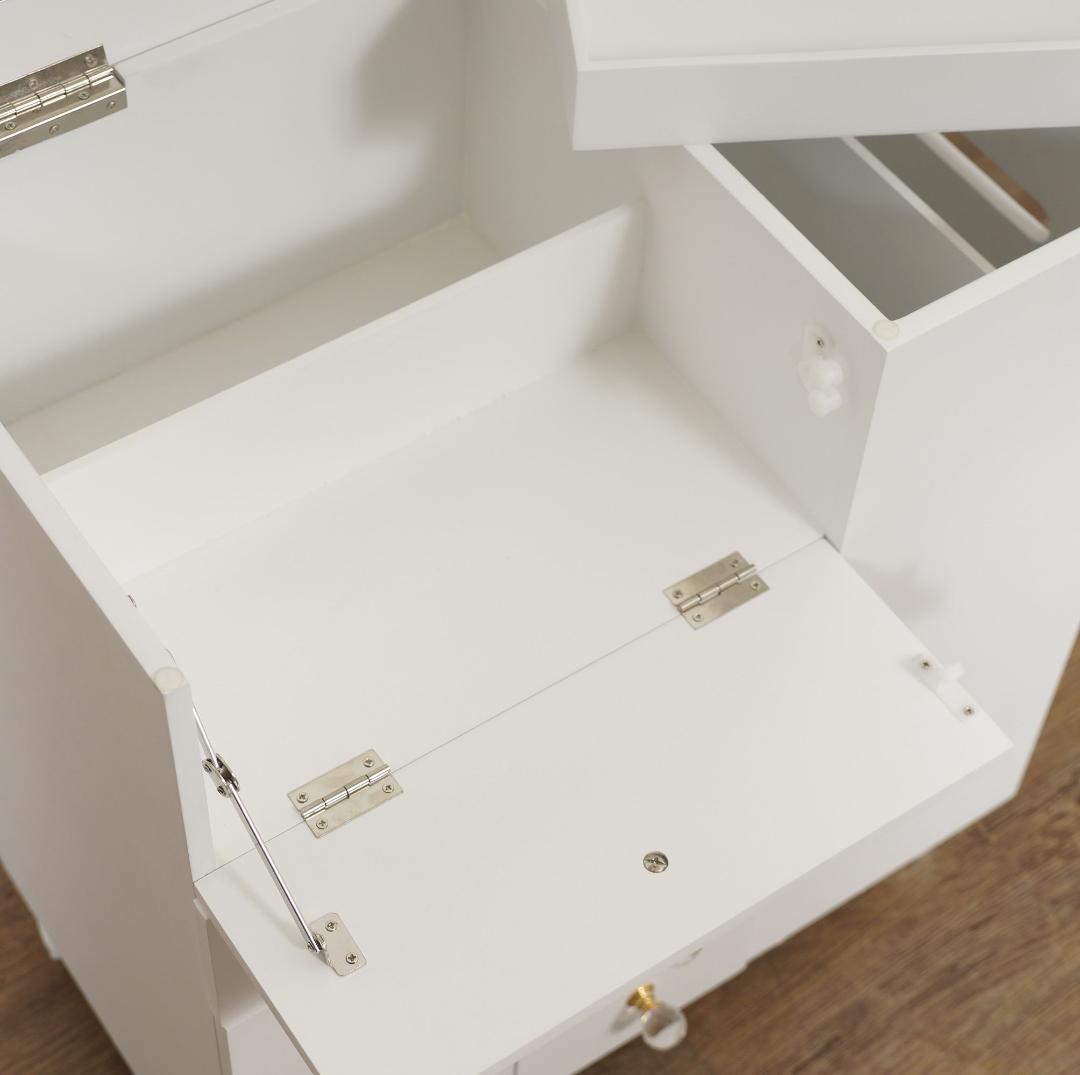 クリスタル調取っ手 コスメワゴン 鏡付き メイクボックス ドレッサー