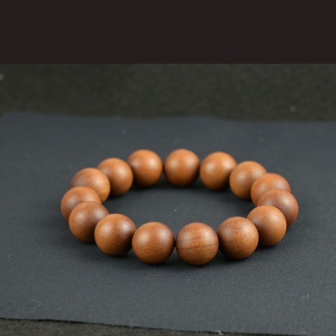 白檀 ブレスレット15mmx 15粒 28.6g 天然香木 数珠 老山檀香