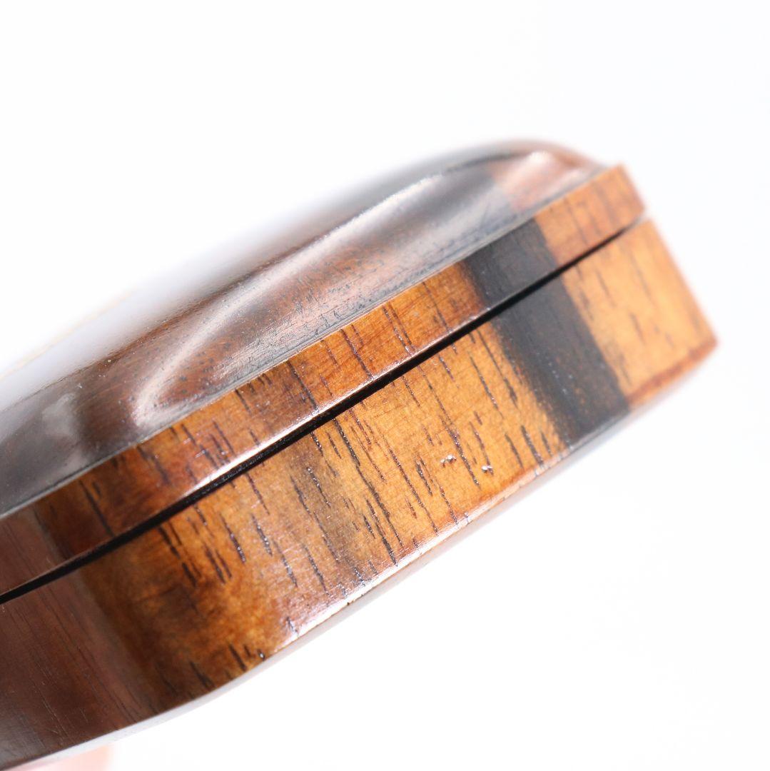 平安 浅見与し三作 乾山写松絵 香合 黒柿 金蒔絵 茶道具 共箱　C897　N8