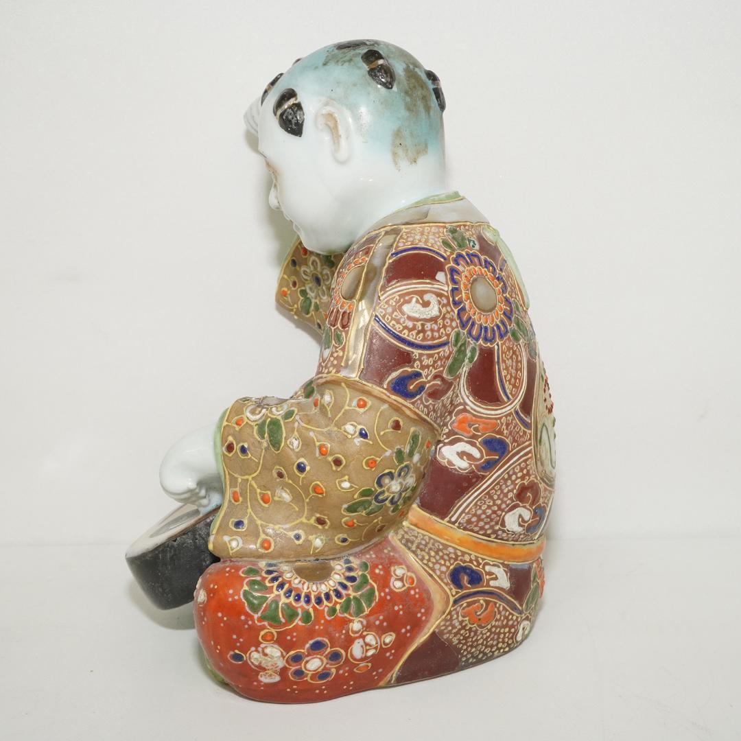 九谷焼　唐子　置物　金彩