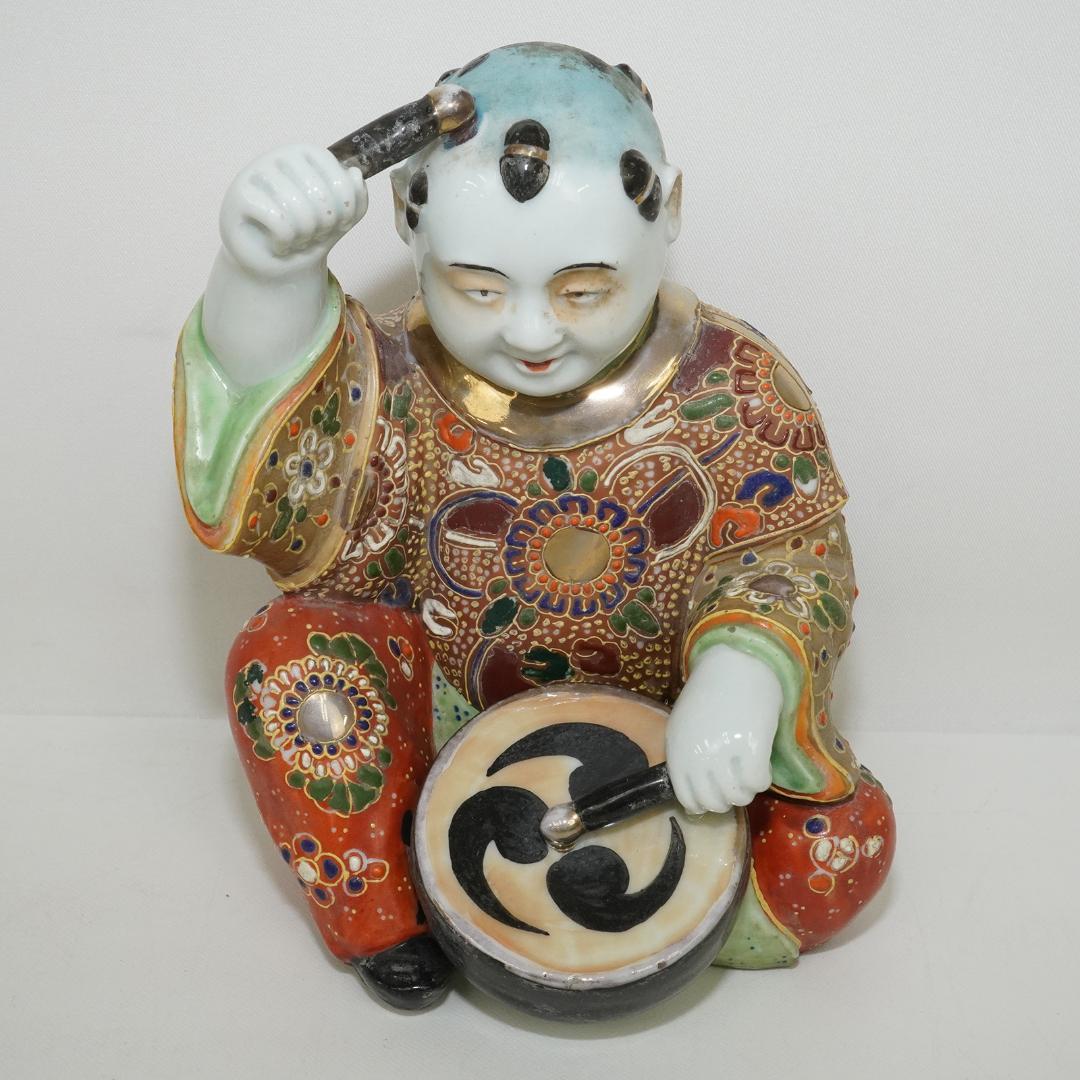 九谷焼　唐子　置物　金彩