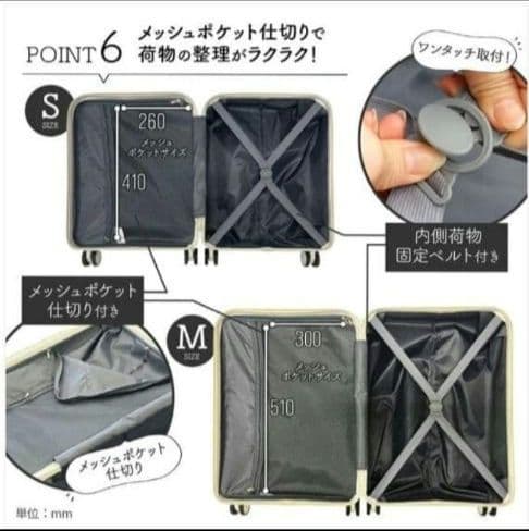 【新品・未使用品】スーツケース 　キャリーケース Mサイズ　ホワイト