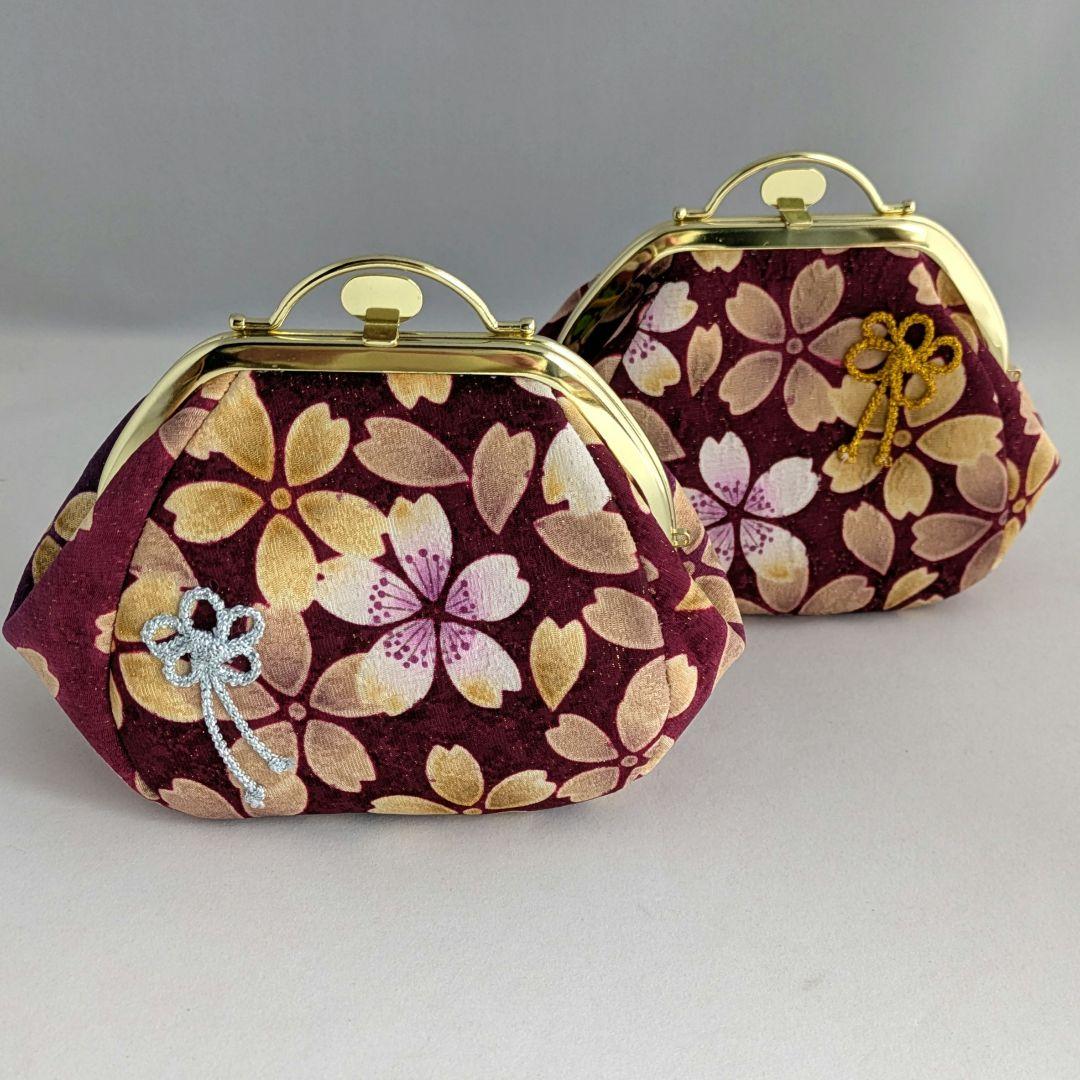 着付けがま口ポーチ　「宝石のお振り袖」　持ち手なし